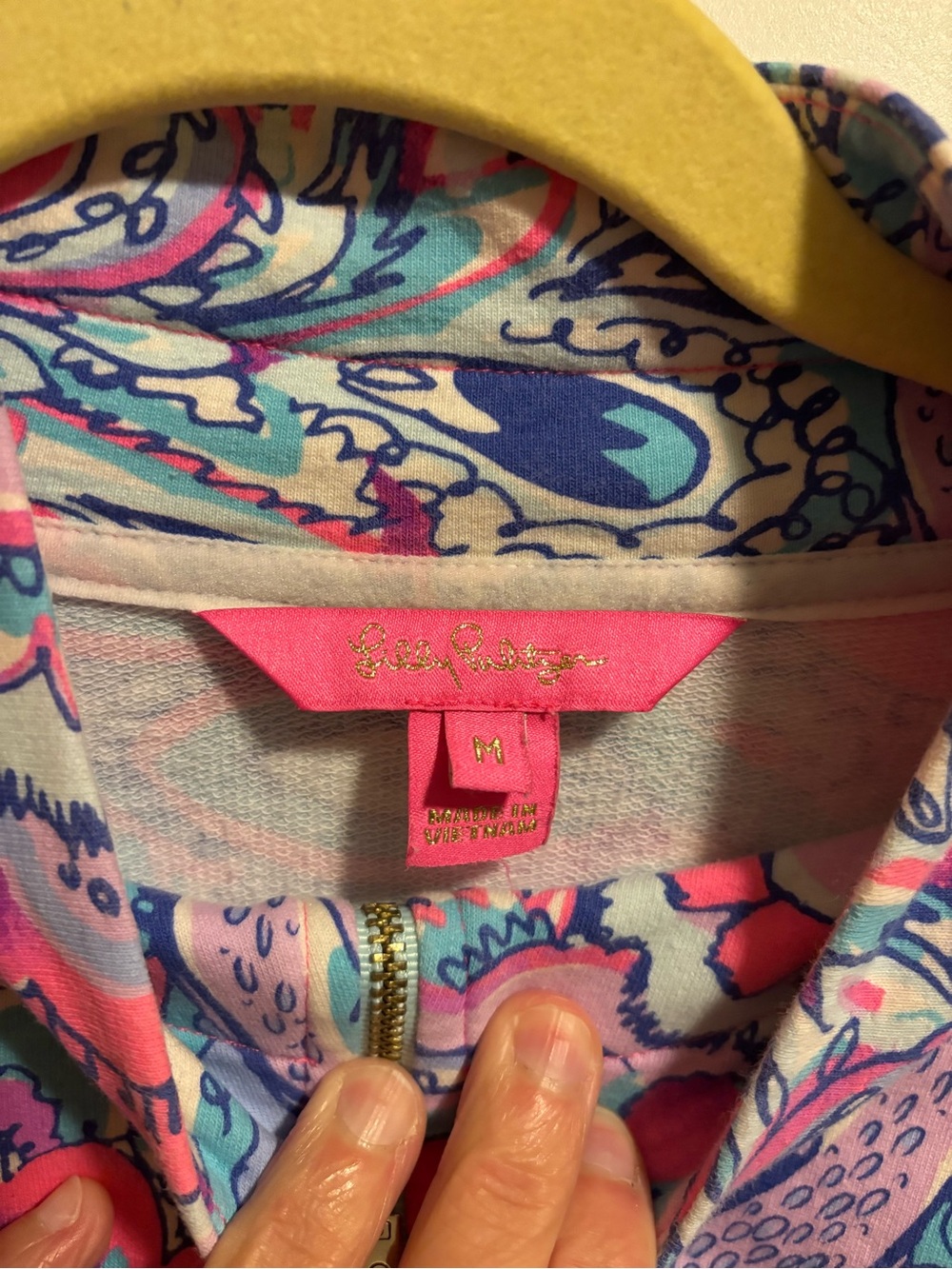 Lilly Pulitzer Blue Paisley Half-Zip Ruffle Top - READ - Picture 5 of 6